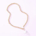 Fashion twist chain heart-shaped pearl pendant alloy necklace cold wind clavicle chain